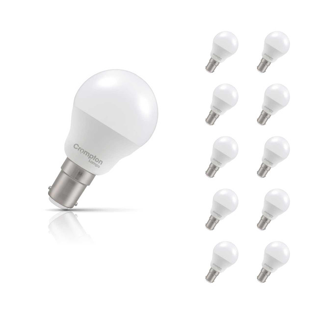 Crompton Lamps LED Golfball 4.2W B15 10-Pack Cool White Opal 40W Eqv 1