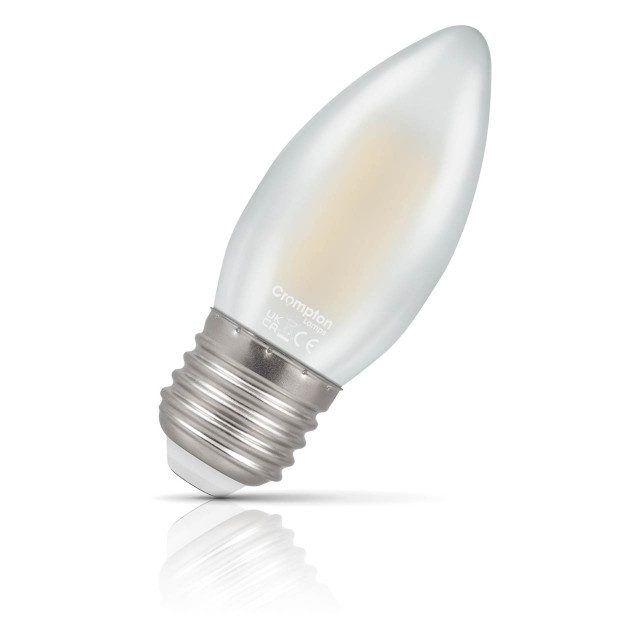 Crompton Candle LED Light Bulb E27 6.5W (60W Eqv) Warm White Pearl Filament Screw Frosted