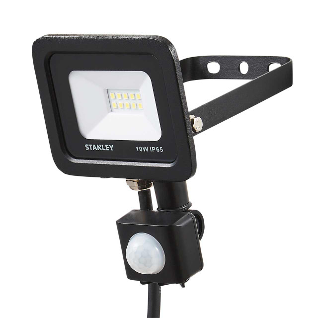 Stanley 10W Slimline LED Floodlight with PIR in Black/Yellow 1