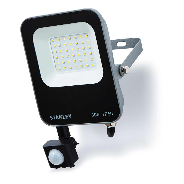 Stanley 30W LED Floodlight with PIR in Black & Anthracite 1