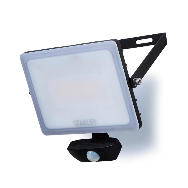 Stanley Frosted 50W LED Floodlight with PIR in Black 1