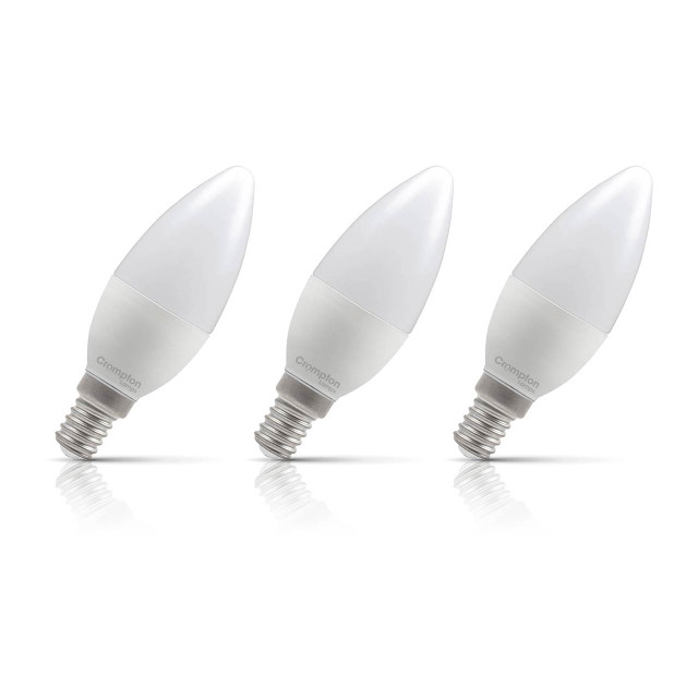 Crompton Candle LED Light Bulb E14 4.2W (40W Eqv) Warm White 3-Pack Opal
