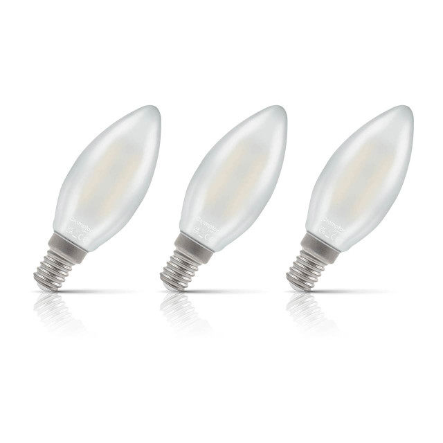 Crompton Candle LED Light Bulb Dimmable E14 2.2W (25W Eqv) Warm White 3-Pack Filament Pearl