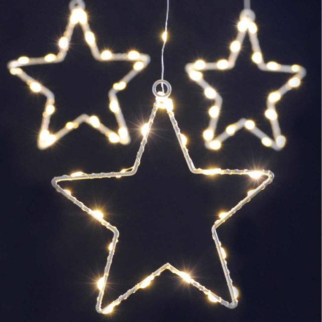 Festive 120cm x 60cm Star Curtain Light Warm White 1