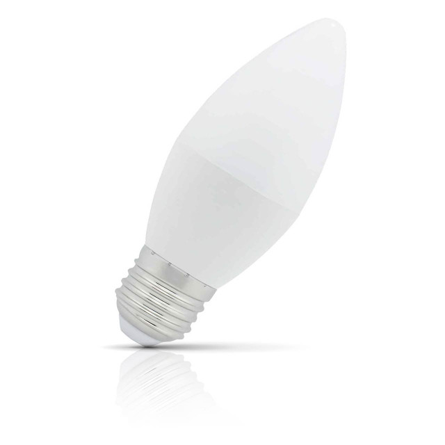 Opus Candle LED Light Bulb E27 6W (40W Eqv) Daylight Opal Screw Thermal Plastic Frosted