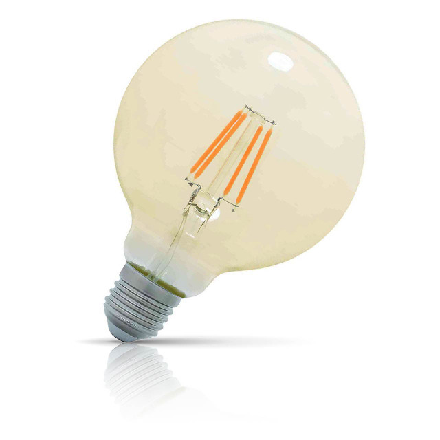 Opus Globe LED Light Bulb E27 5W (60W Eqv) Dim Extra Warm White Gold G95 Screw Filament Vintage