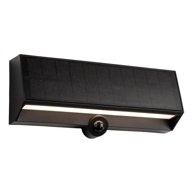 Firstlight LED Augusta Solar 220mm Outdoor Wall Light with PIR Sensor Warm White 3000K in Black