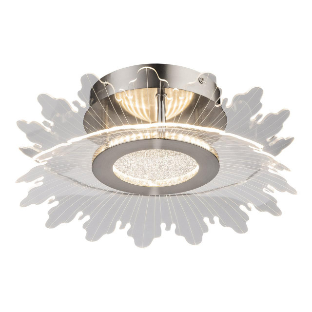 Firstlight LED Trinity Flower Flush Ceiling Light 3000K Transparent Acrylic in Brushed Steel