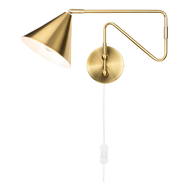 Firstlight Plug-In Wall Wall Spotlight with On/Off Switch in Brushed Brass