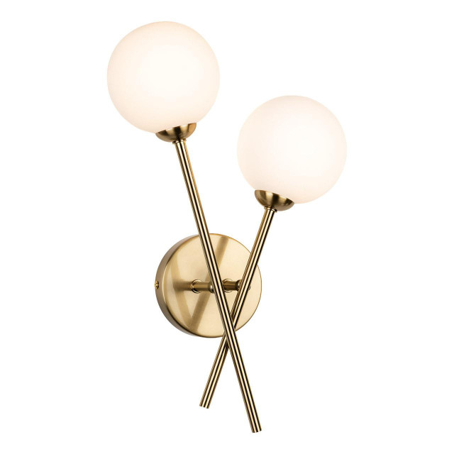 Firstlight Lando 2-Light Wall Wall Light Opal in Brushed Brass