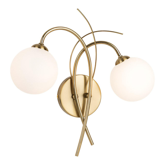 Firstlight Elba 2-Light Wall Wall Light Opal in Brushed Brass