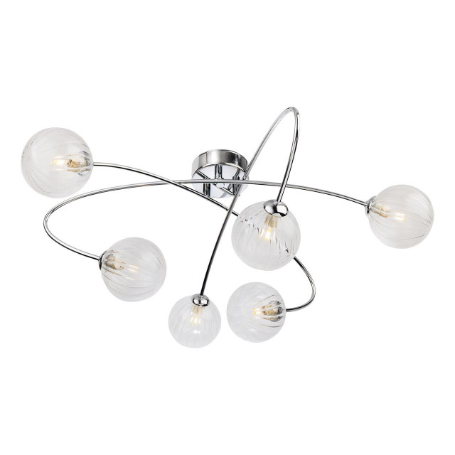 Firstlight Atom 6-Light Semi-Flush Ceiling Light Clear in Chrome