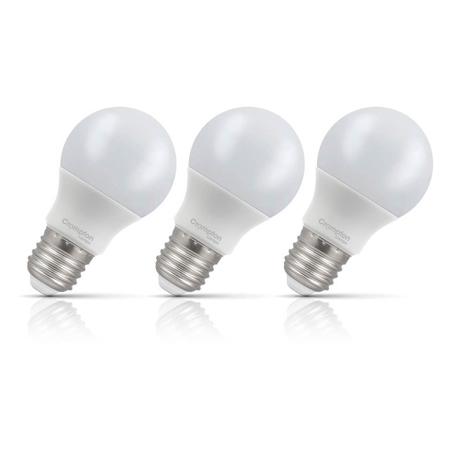 3-Pack Crompton GLS LED Light Bulbs E27 9.5W (75W Eqv) Dim Cool White Opal Screw Frosted