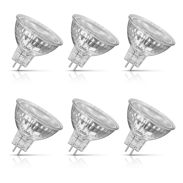 6-Pack Crompton MR16 Spotlight LED Light Bulbs 3.6W (35W Eqv) 12V Warm White Clear Halogen Replacement 2-Pin 36° Clear