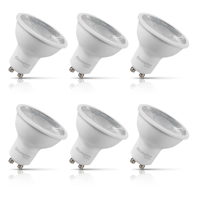 6-Pack Crompton GU10 Spotlight LED Light Bulbs 3.5W Dimmable 6500K Daylight 50W Eqv Halogen Replacement
