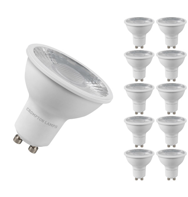 10-Pack Crompton GU10 Spotlight LED Light Bulbs 5W 3000K Warm White 50W Eqv Halogen Replacement