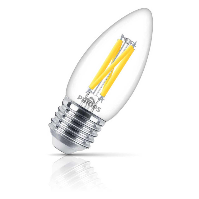 Philips Master LED DimTone Candle Bulb E27 Screw 3.4W (40W Eqv) 2700K Warm White Clear