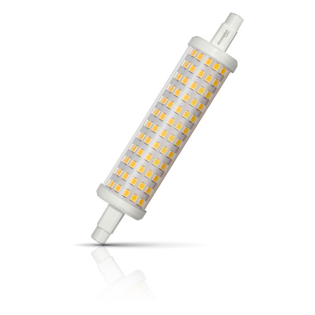 Crompton Linear LED 118mm Light Bulb R7s 8W (80W Eqv) Cool White Clear Double-Ended Floodlight Halogen Tubes Quartzs Slimline Tube