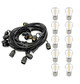 Premium 10m Connectible Outdoor Festoon Light E27 with 20x LED Golfball Light Bulbs Warm White Clear