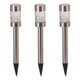 SuperBright Solar Powered LED Stake Light MARTELLO 3-Pack White Brushed Stainless Steel 3