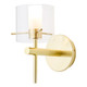 Spa Gene Single Cylinder Wall Light Clear Glass and Satin Brass 2