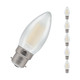 5-Pack Crompton Candle LED Light Bulbs B22 4.2W (40W Eqv) Warm White Pearl Filament Bayonet Frosted