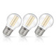 Crompton Lamps LED Golfball 6.5W E27 Dimmable Filament 3-Pack Cool White Clear 60W Eqv 1