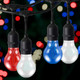 nxt gen Premium 10m Connectible Outdoor Festoon Lights 20x E27 Drop Sockets with LED GLS Red, White and Blue Light Bulbs 1