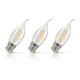 Crompton Candle LED Light Bulb Dim Bent Tip B22 4.2W (40W Eqv) Warm White 3-Pack Filament Clear