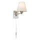 Firstlight Plug-In Wall Wall Light with On/Off Switch in Brushed Steel with Cream Shade