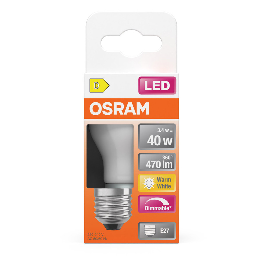 Osram Golfball LED Classic P Light Bulb E27 3.4W (40W Eqv) Dim Warm White Opal Superstar Round Screw Frosted Pearl Satin 4