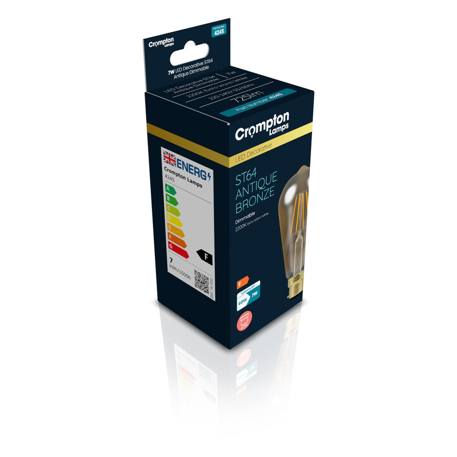 10-Pack Crompton ST64 LED Squirrel Cage Light Bulbs B22 7W (50W Eqv) Dim Extra Warm White Antique Filament Bayonet Vintage Edison 3