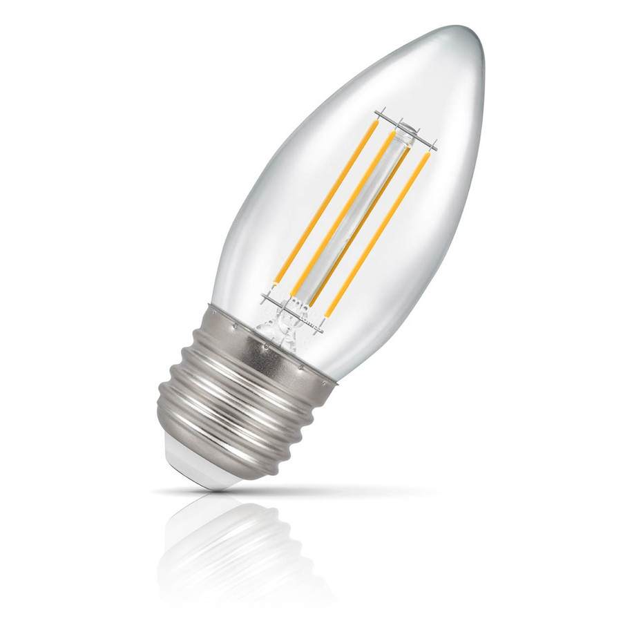Crompton Candle LED Light Bulb Dimmable E27 4.2W (40W Eqv) Warm White Filament Clear