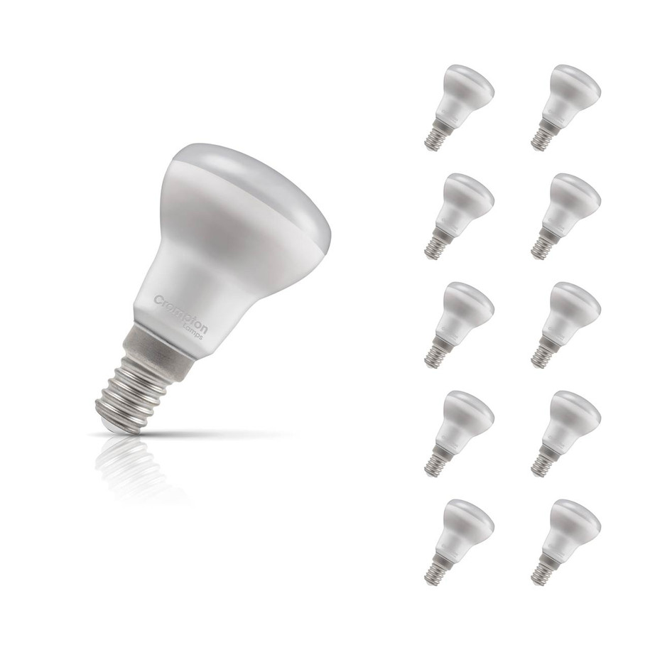 10-Pack Crompton R39 Reflector LED Light Bulbs E14 2.2W (35W Eqv) Warm White Opal Spotlight Small Screw Frosted 120°