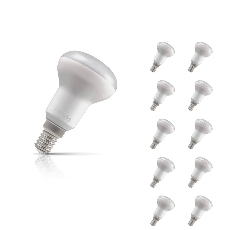 10-Pack Crompton R50 Reflector LED Light Bulbs E14 4.2W (40W Eqv) Warm White Opal Spotlight Small Screw Frosted 120°