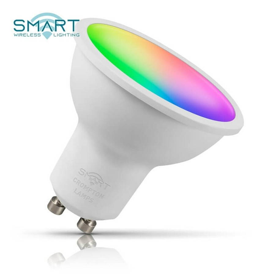 Crompton Lamps Dimmable LED Smart Wifi GU10 Spotlight 5W (10 Pack) RGB and Warm White 100° Opal