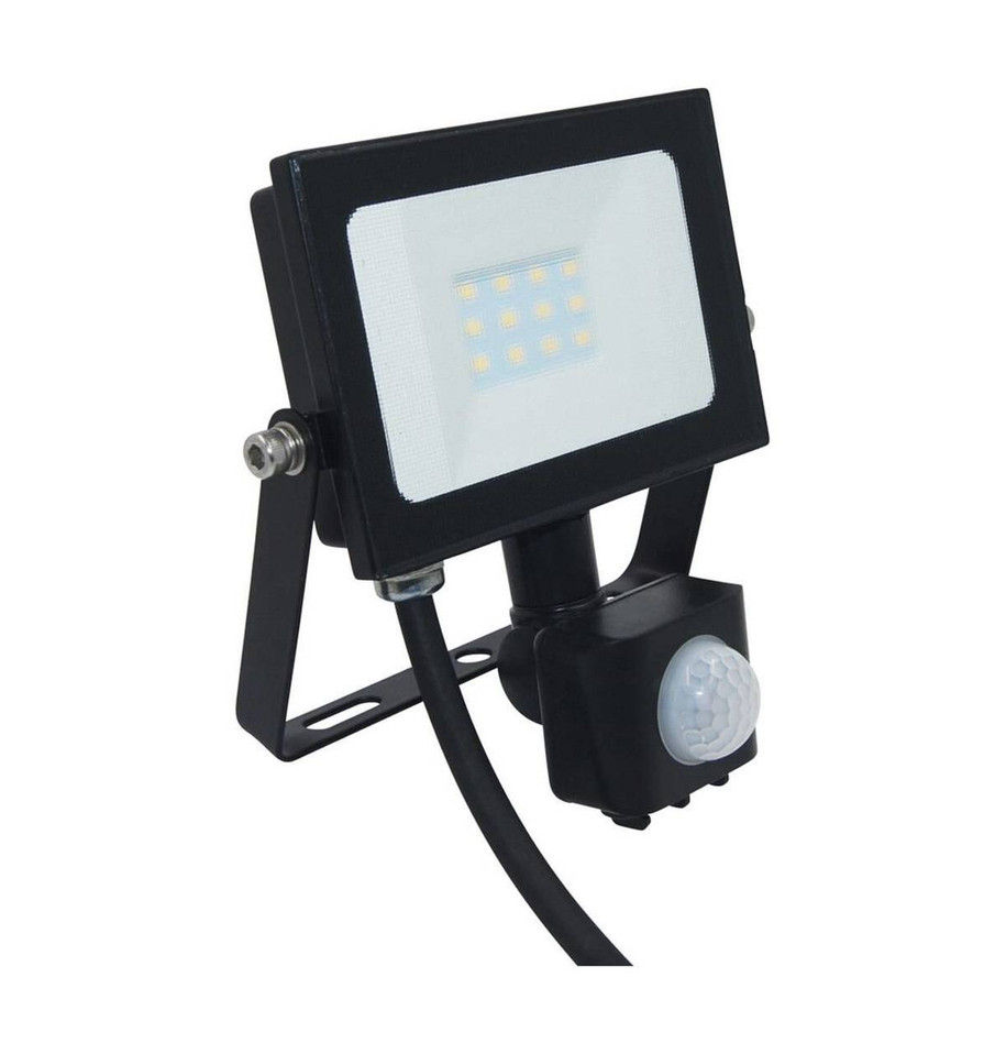 Phoebe LED Floodlight 10W Atlas-Mini PIR Sensor Cool White Black IP65 Image 1