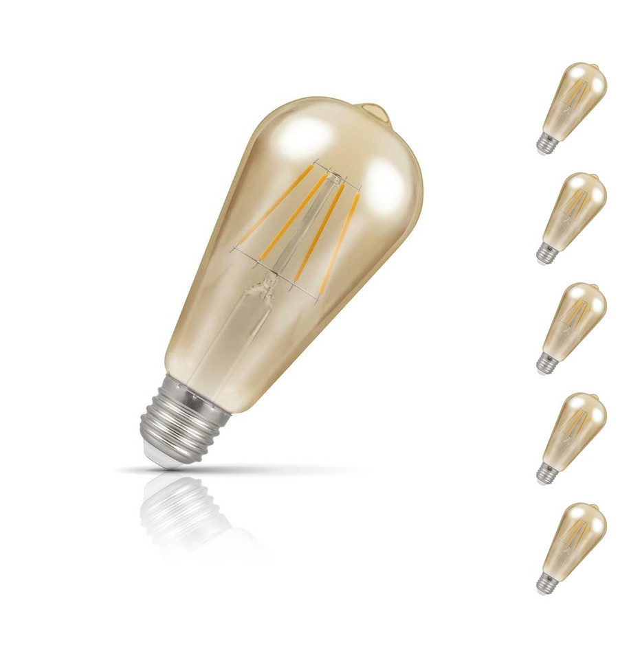 Crompton ST64 LED Light Bulb B22 7W (50W Eqv) Warm White 5-Pack Vintage 1