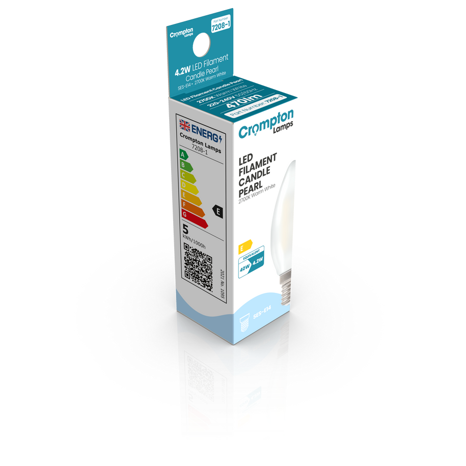 Crompton Candle LED Light Bulb Dimmable E14 4.2W (40W Eqv) Warm White 5-Pack Filament Pearl 3