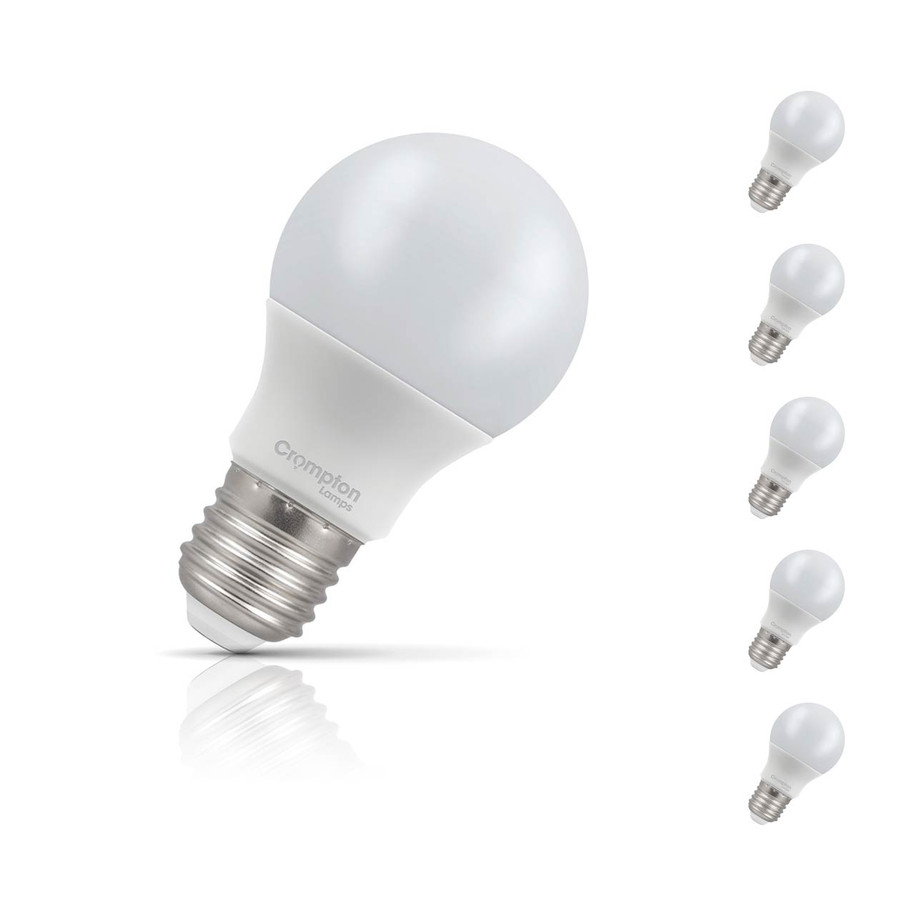 5-Pack Crompton GLS LED Light Bulbs E27 7W (60W Eqv) Warm White Opal Screw Thermal Plastic Frosted