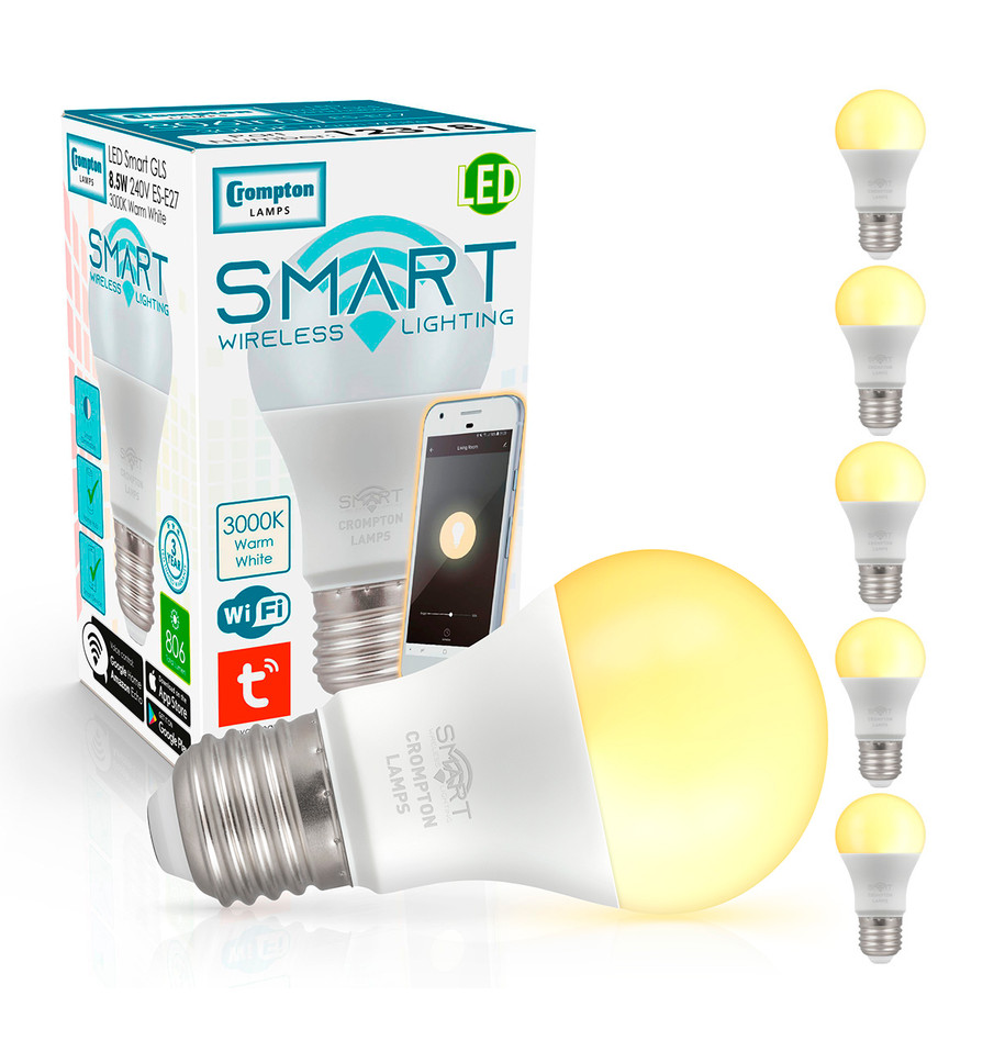 Crompton GLS LED Light Bulb Smart WiFi E27 8.5W (60W Eqv) Warm White 5-Pack Price Comparisons | Compare The Build