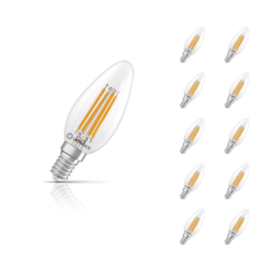 Ledvance Candle LED Light Bulb Dim E14 3.4W (40W Eqv) Warm White 10-Pack Performace Class Clear 1