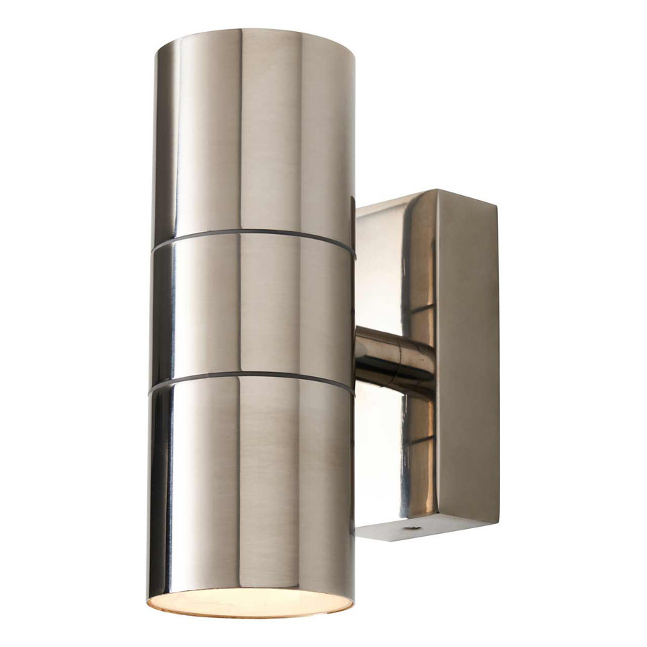 Zink LETO Outdoor Up and Down Wall Light Polished Stainless Steel 2