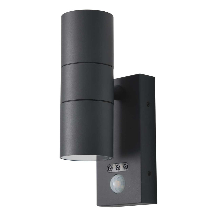 Zink LETO Outdoor Up and Down Wall Light with PIR Anthracite Grey 1