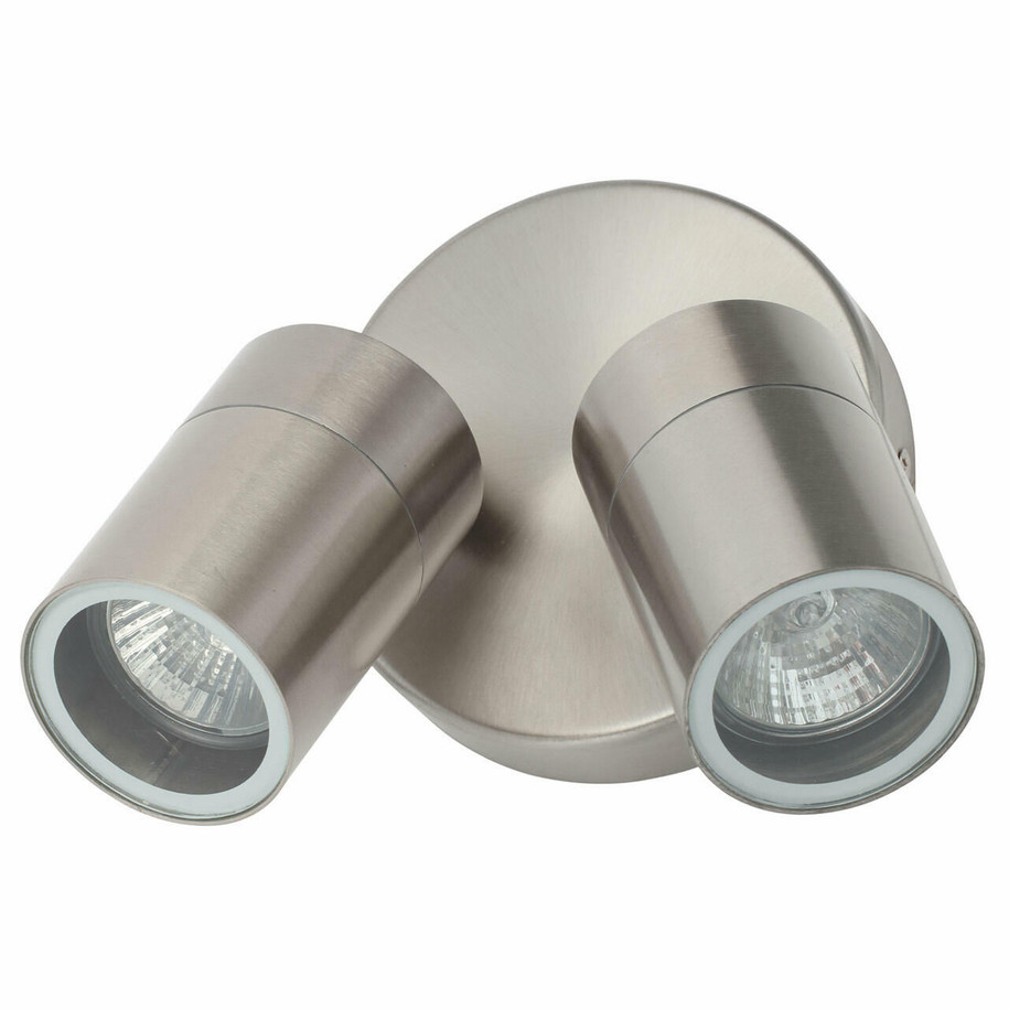 Zinc LETO Adjustable Twin Outdoor Spotlight Stainless Steel 1