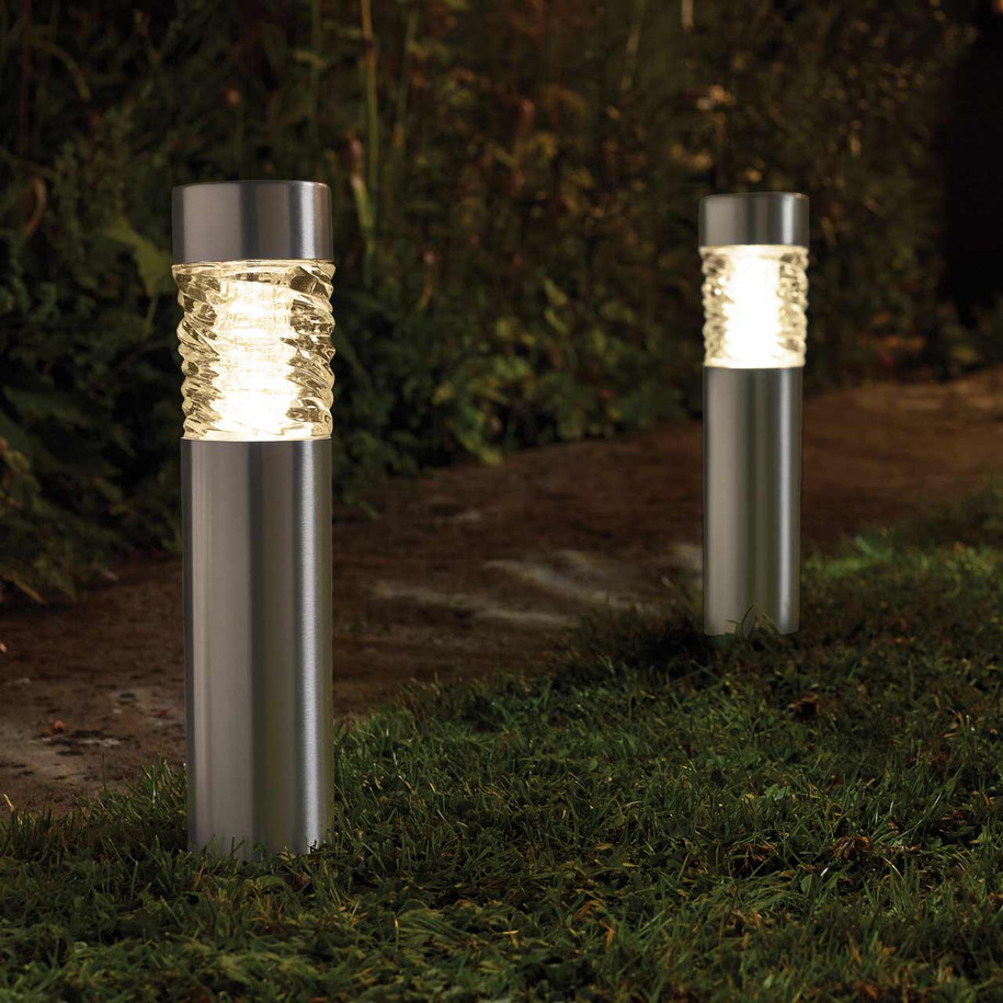 SuperBright Solar Powered LED Bollard Light STELLA 4-Pack White Brushed Stainless Steel 2