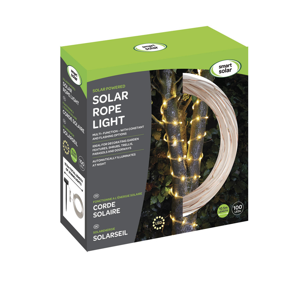 Smart Solar LED 8.5m Rope Light 100 Lights Warm White Multi-Function 3