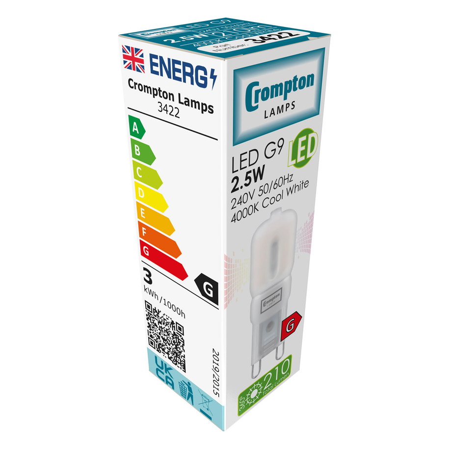 Crompton G9 Capsule LED Light Bulb 2.5W (25W Eqv) Cool White 4-Pack Opal 3