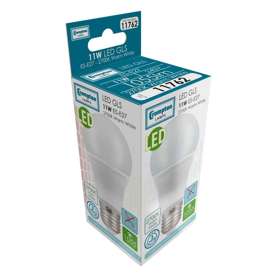 Crompton GLS LED Light Bulb E27 11W (75W Eqv) Warm White 5-Pack Opal 3