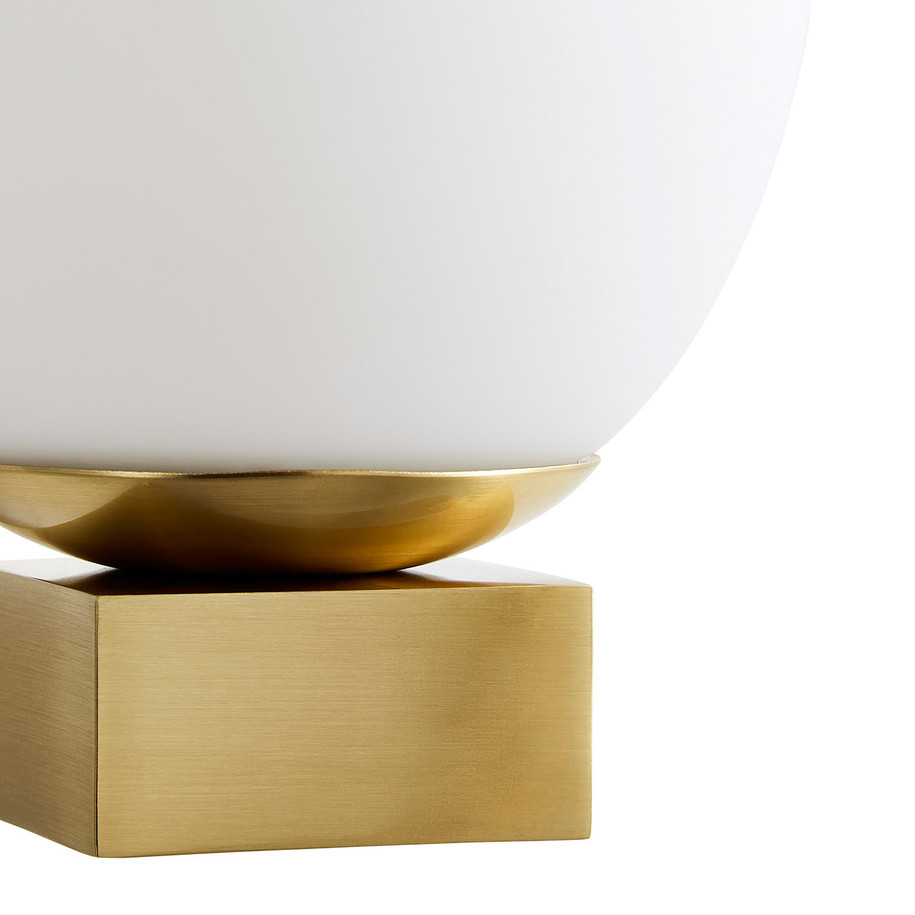 Spa Aglos LED Single Globe Wall Light 3W Cool White Opal Glass and Satin Brass 3